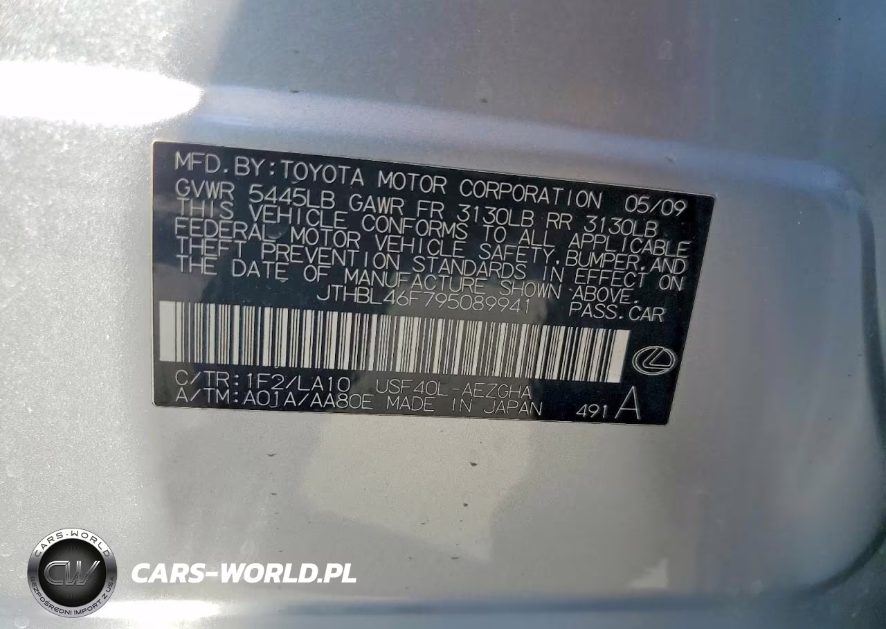 2009 Lexus Ls 460 VIN:JTHBL46F795089941 - 12