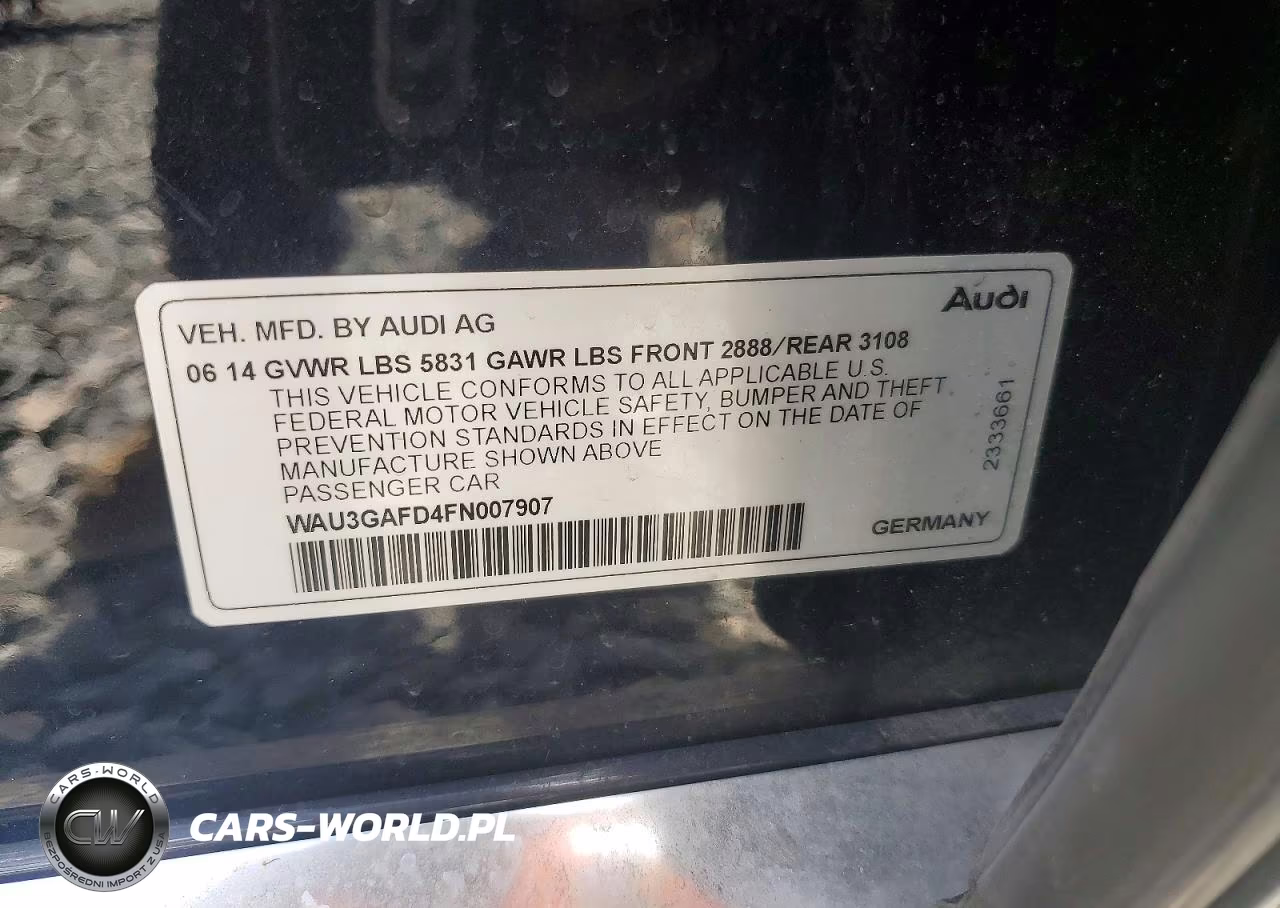 2015 Audi A8 L Quattro VIN:WAU3GAFD4FN007907 - 12