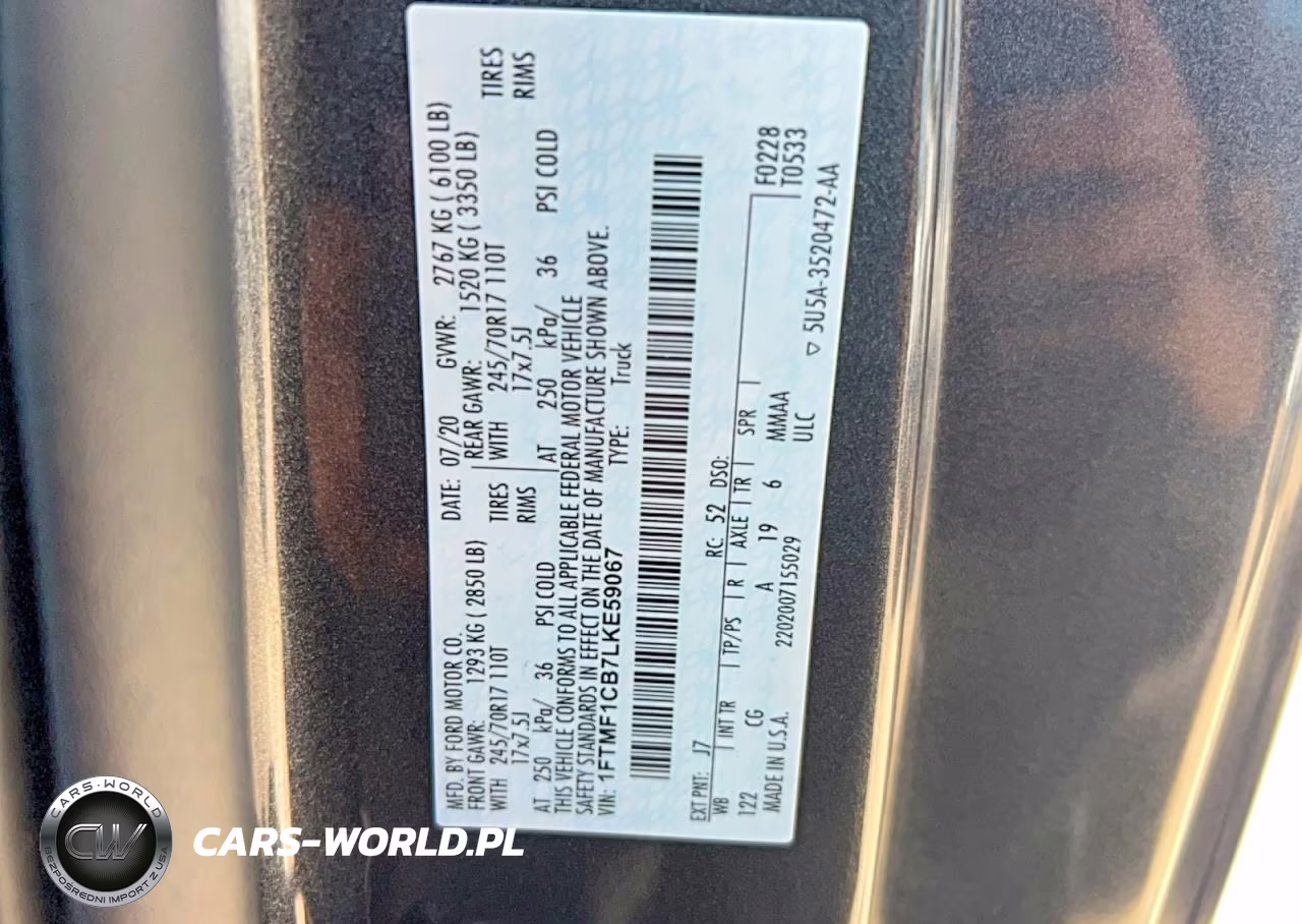 2020 Ford F150 VIN:1FTMF1CB7LKE59067 - 10