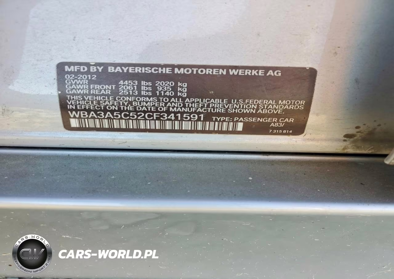 2012 BMW 328 I VIN:WBA3A5C52CF341591 - 12