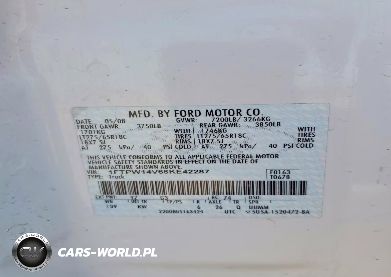 2008 Ford F-150 VIN:1FTPW14V68KE42287 - 13
