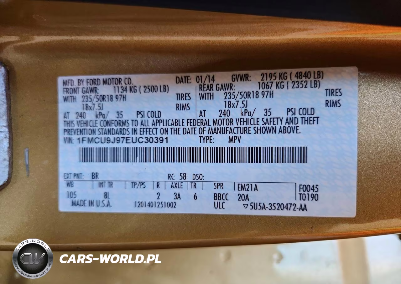 2014 Ford Escape Titanium VIN:1FMCU9J97EUC30391 - 13
