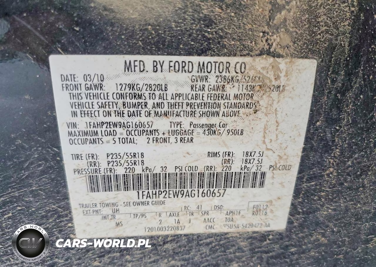 2010 Ford Taurus Sel VIN:1FAHP2EW9AG160657 - 12