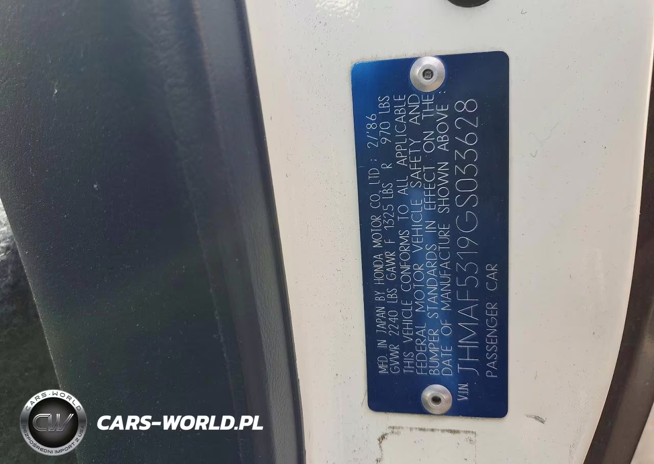 1986 Honda Civic VIN:JHMAF5319GS033628 - 12