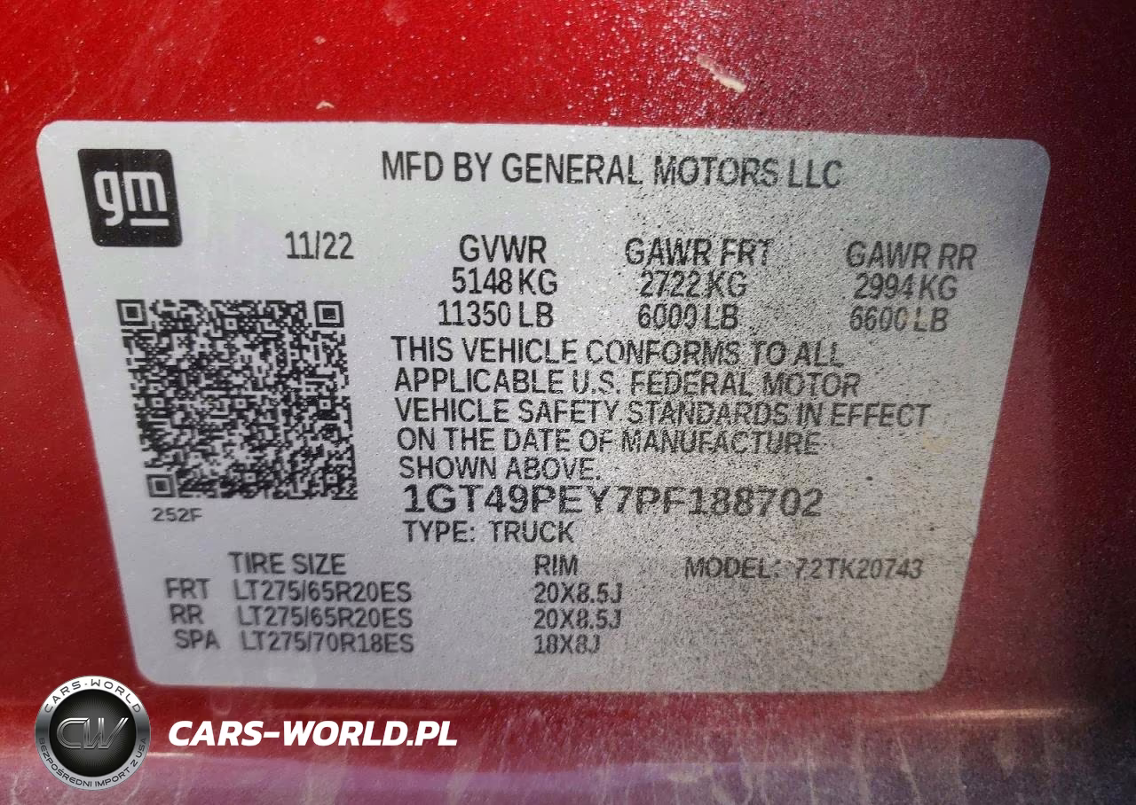 2023 GMC Sierra VIN:1GT49PEY7PF188702 - 12