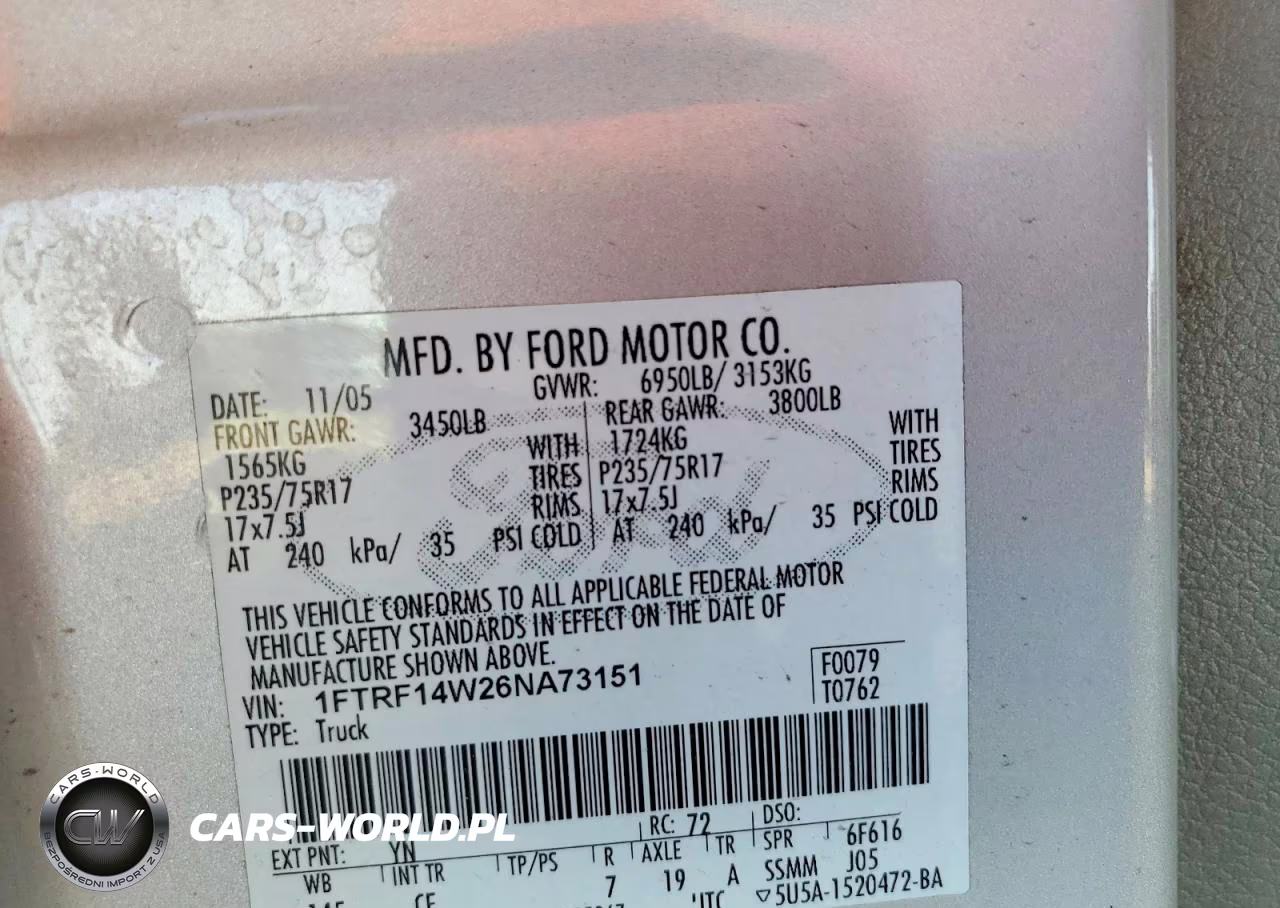 2006 Ford F150 VIN:1FTRF14W26NA73151 - 12