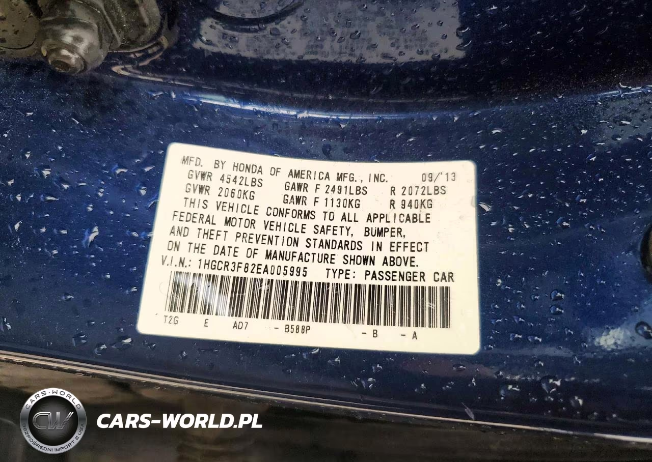 2014 Honda Accord Exl VIN:1HGCR3F82EA005995 - 12