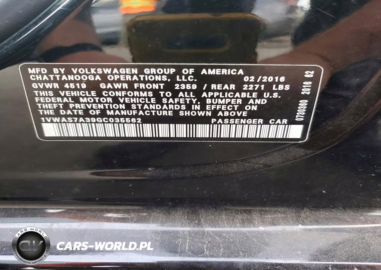 2016 Volkswagen Passat S VIN:1VWAS7A39GC035562 - 12