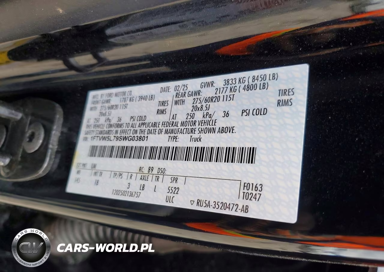 2025 Ford F150 Lightning Lariat VIN:1FTVW5L79SWG03801 - 12