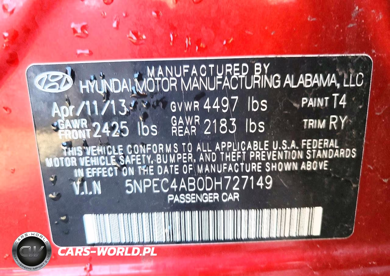 2013 Hyundai Sonata Se 2.0T VIN:5NPEC4AB0DH727149 - 12