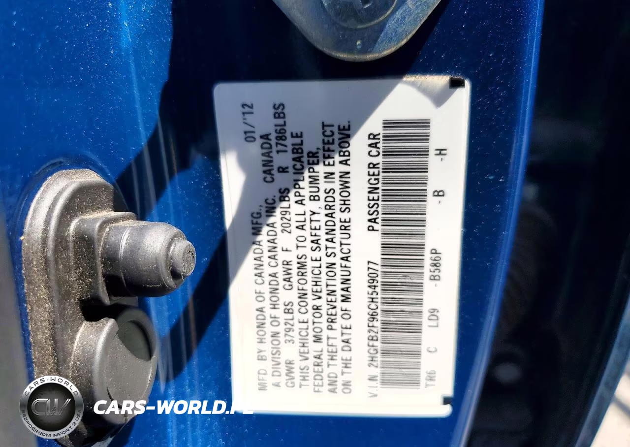2012 Honda Civic Exl VIN:2HGFB2F96CH549077 - 12