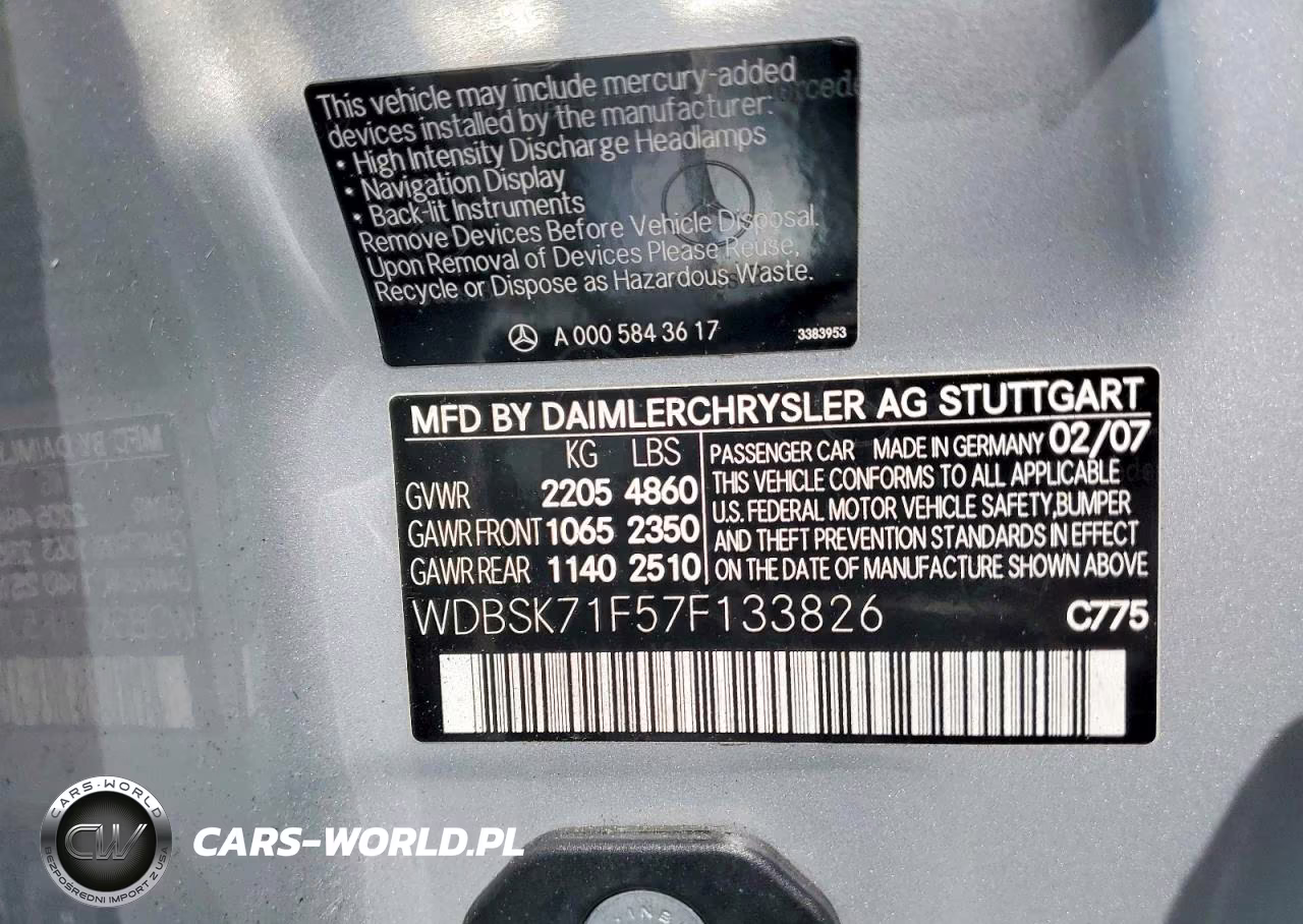 2007 Mercedes-Benz Sl 550 VIN:WDBSK71F57F133826 - 12