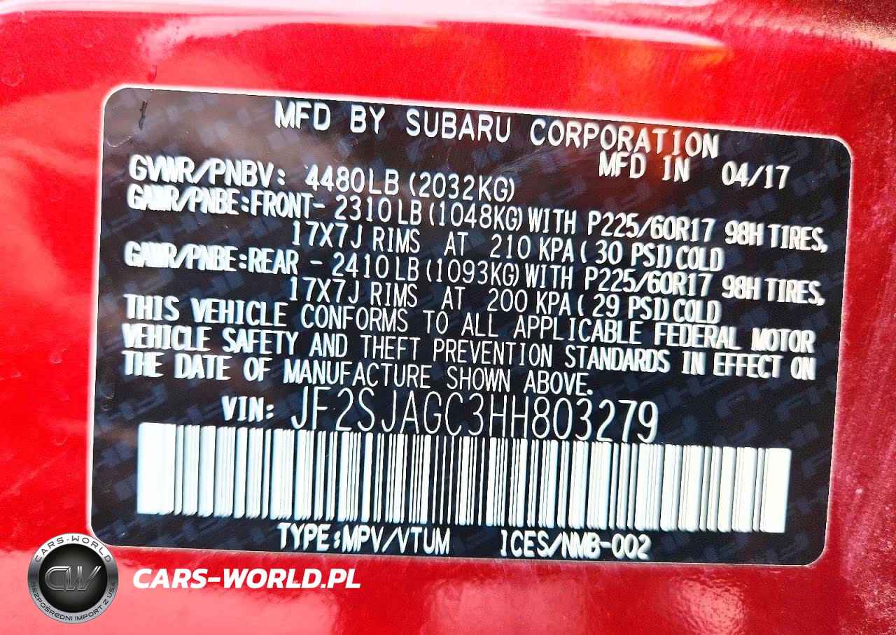 2017 Subaru Forester 2.5I Premium VIN:JF2SJAGC3HH803279 - 14