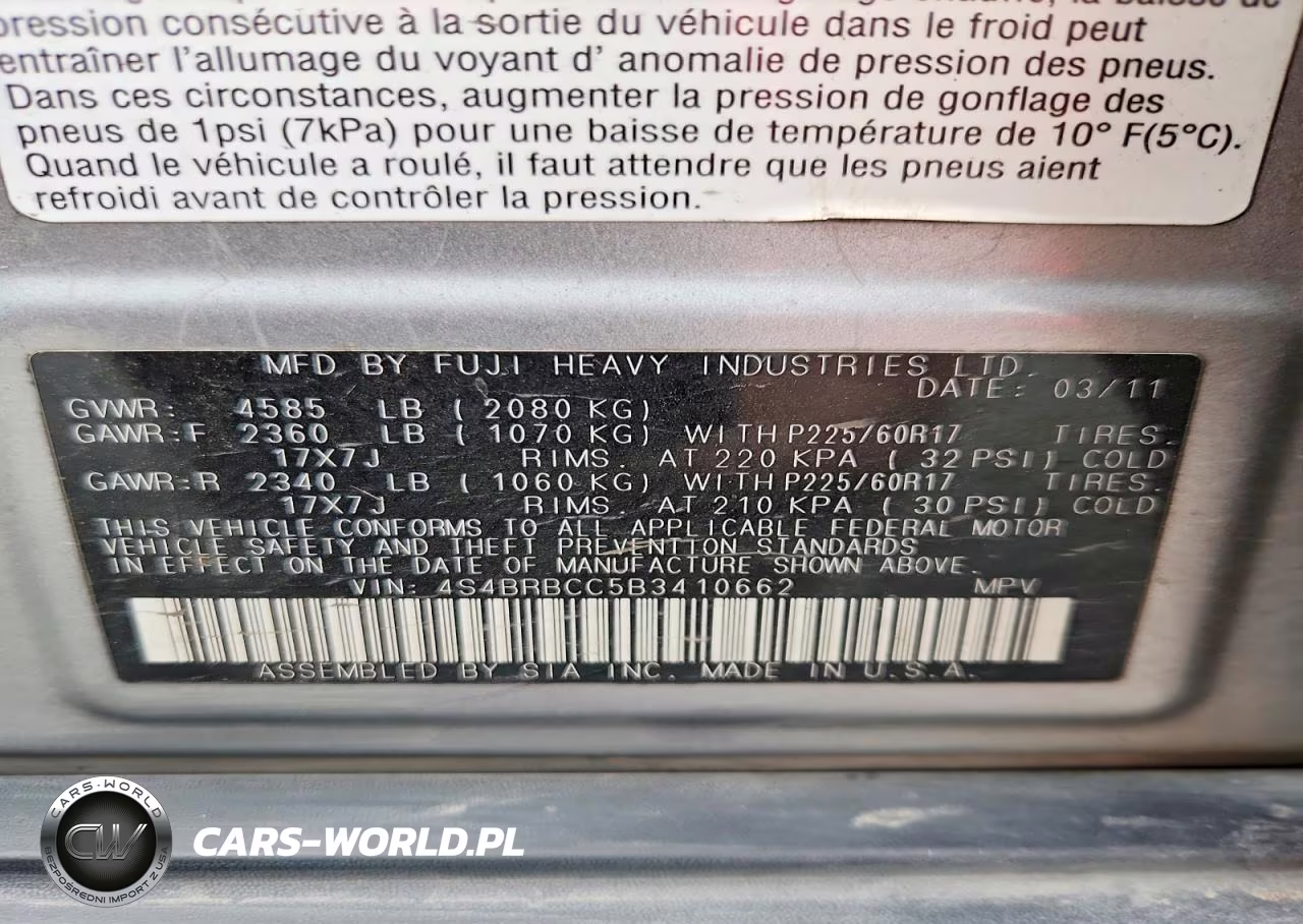 2011 Subaru Outback 2.5I Premium VIN:4S4BRBCC5B3410662 - 13