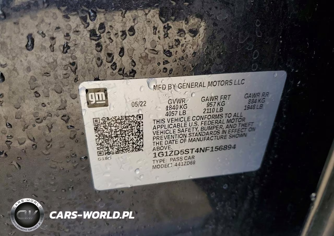 2022 Chevrolet Malibu Lt VIN:1G1ZD5ST4NF156894 - 12