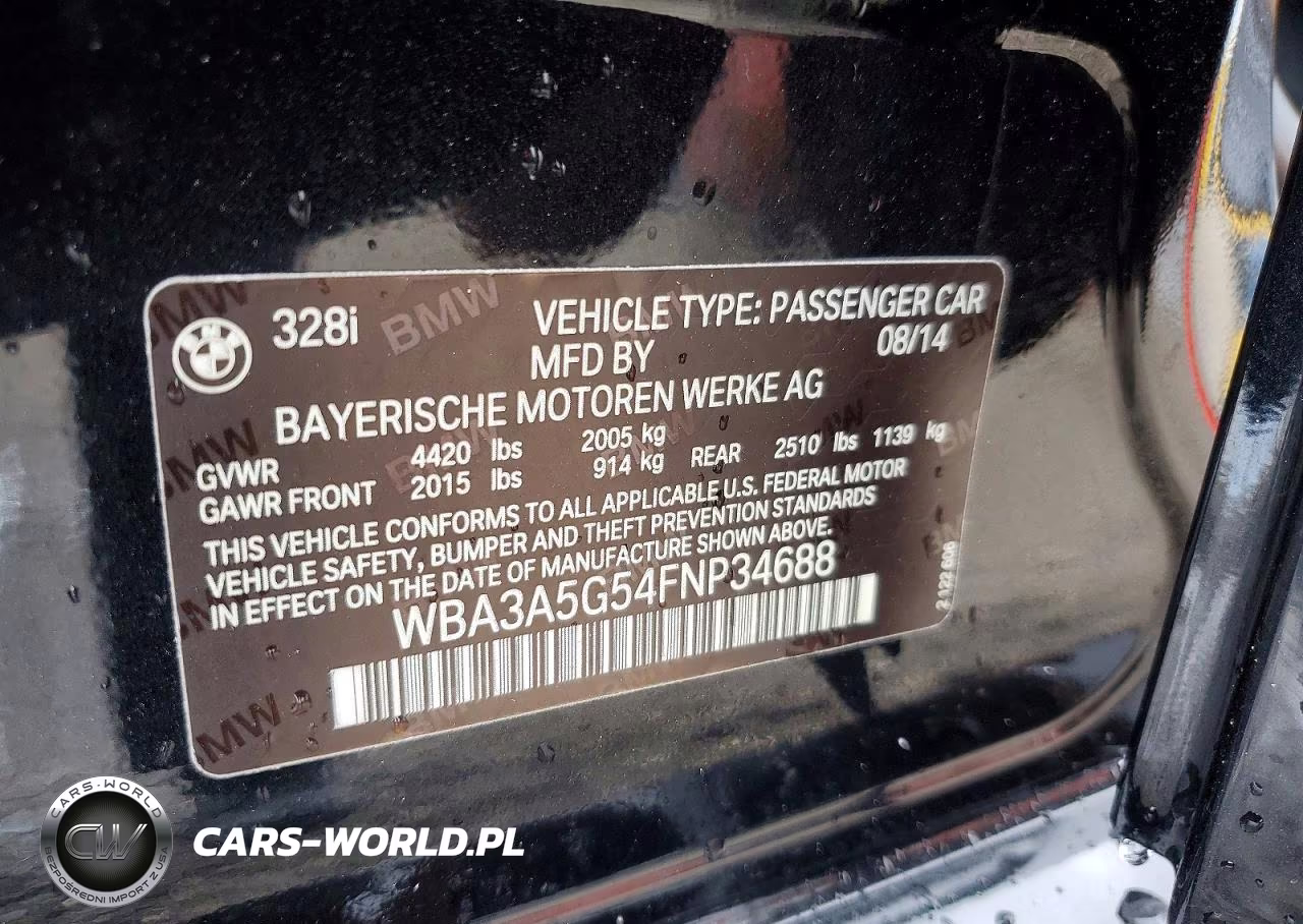 2015 BMW 328 I VIN:WBA3A5G54FNP34688 - 12