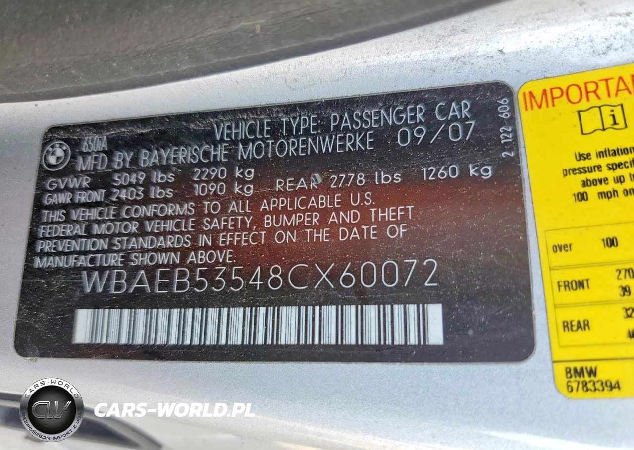 2008 BMW 650 I VIN:WBAEB53548CX60072 - 12