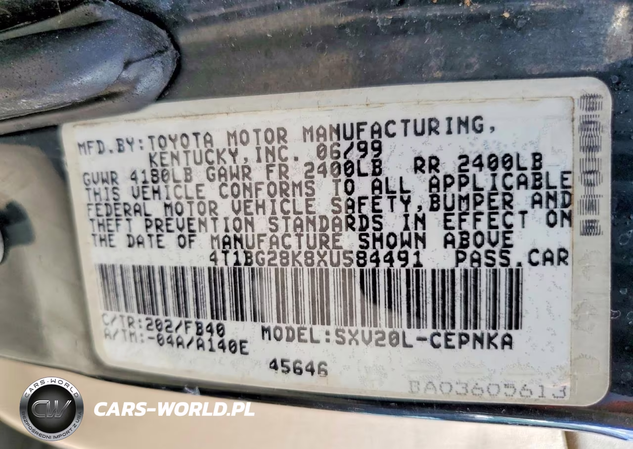 1999 Toyota Camry Le VIN:4T1BG28K8XU584491 - 12