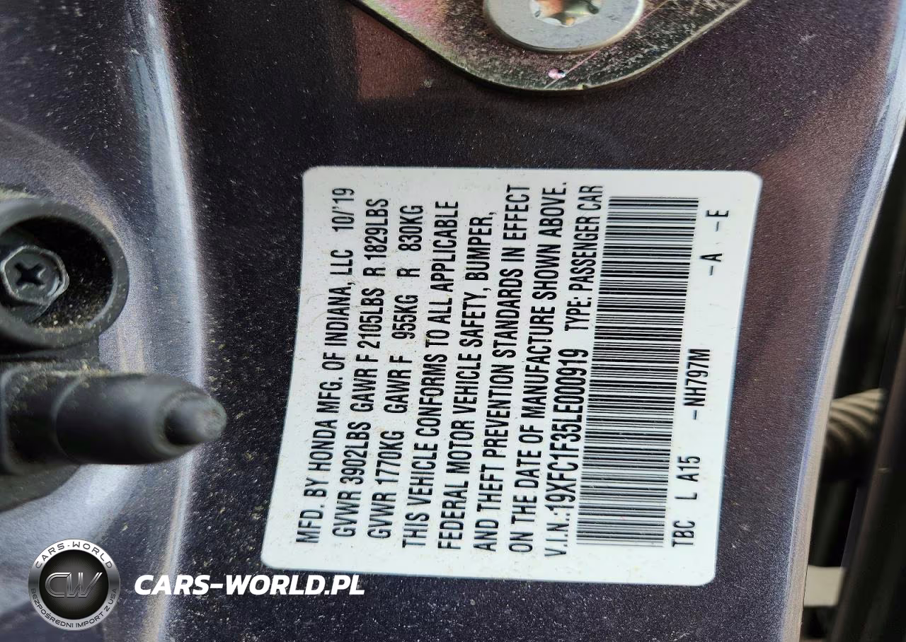 2020 Honda Civic Ex VIN:19XFC1F35LE000919 - 12