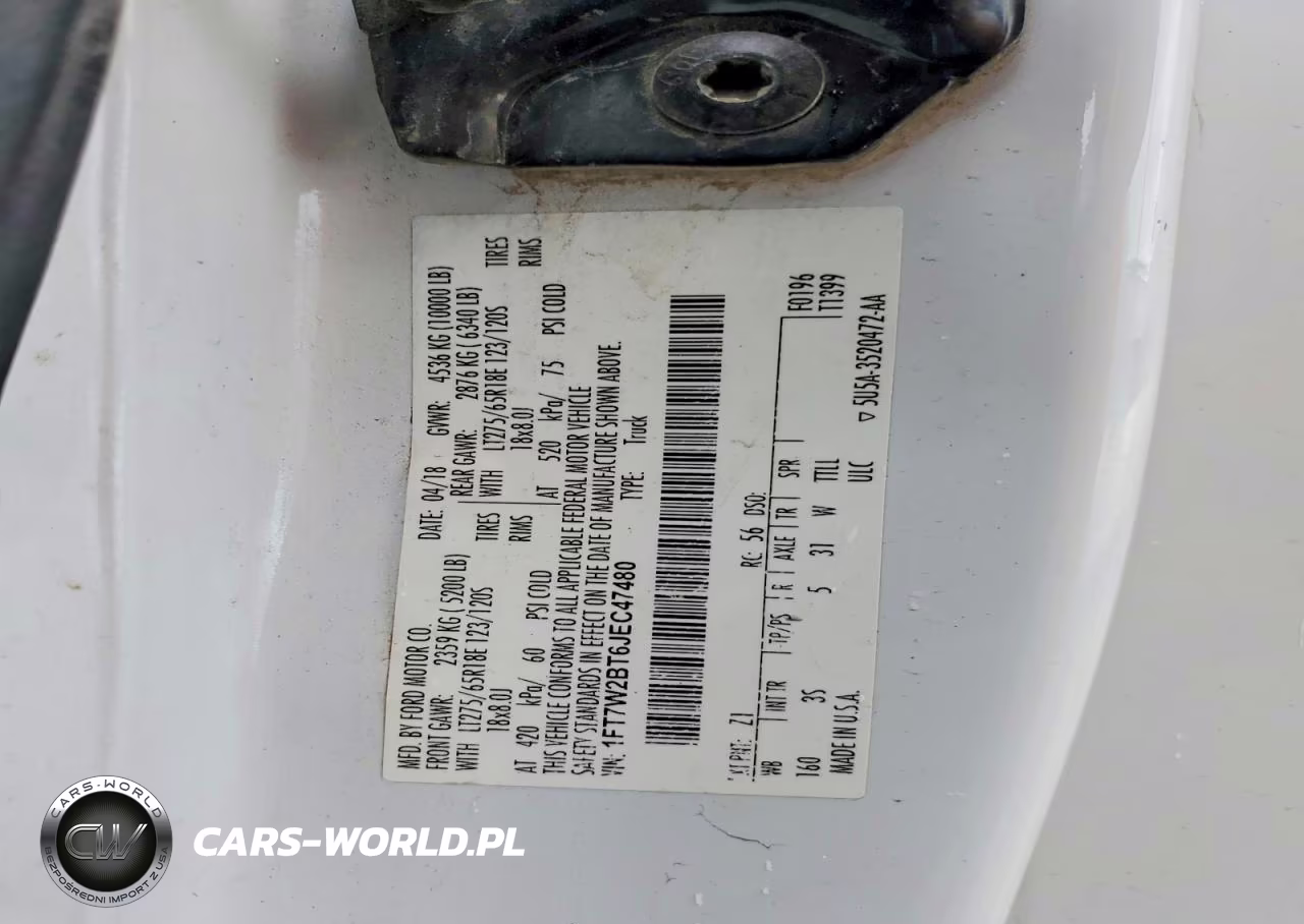 2018 Ford F250 Super Duty VIN:1FT7W2BT6JEC47480 - 12