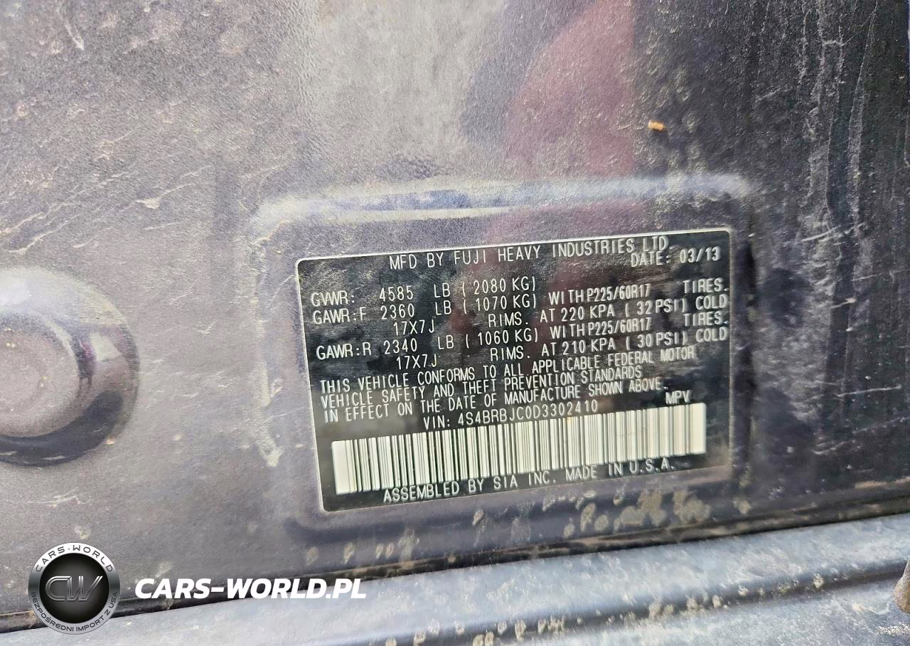2013 Subaru Outback VIN:4S4BRBJC0D3302410 - 13