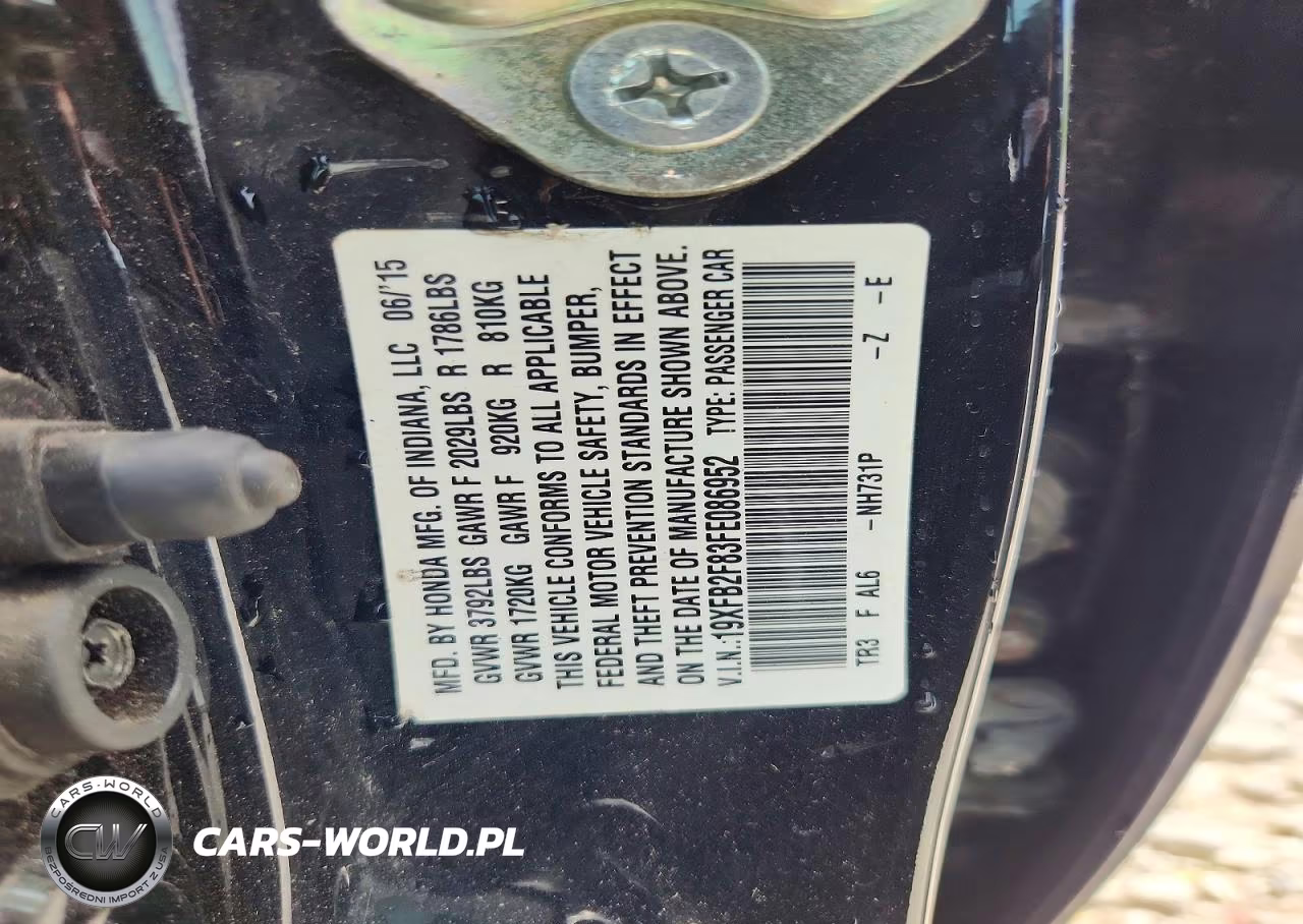 2015 Honda Civic Ex VIN:19XFB2F83FE086952 - 12