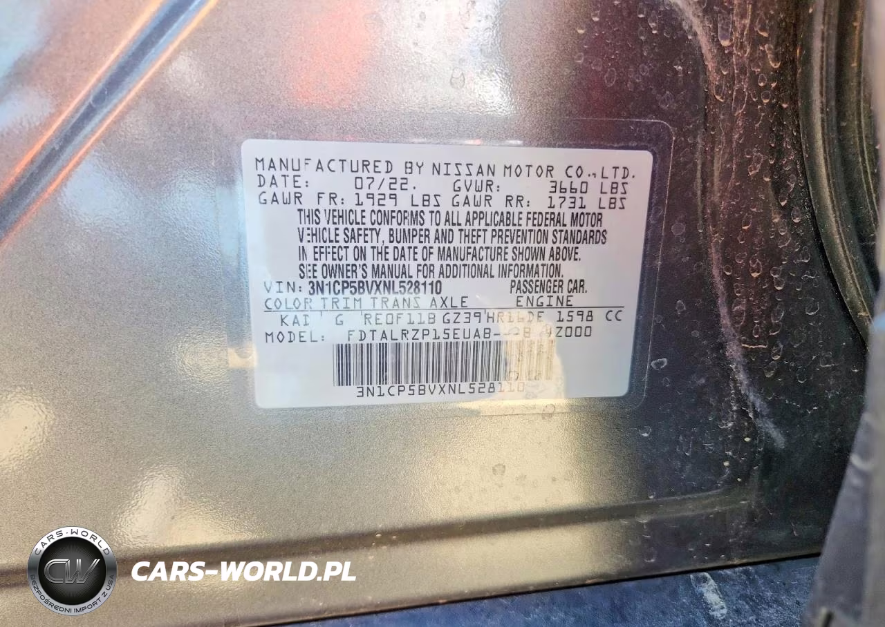 2022 Nissan Kicks S VIN:3N1CP5BVXNL528110 - 13