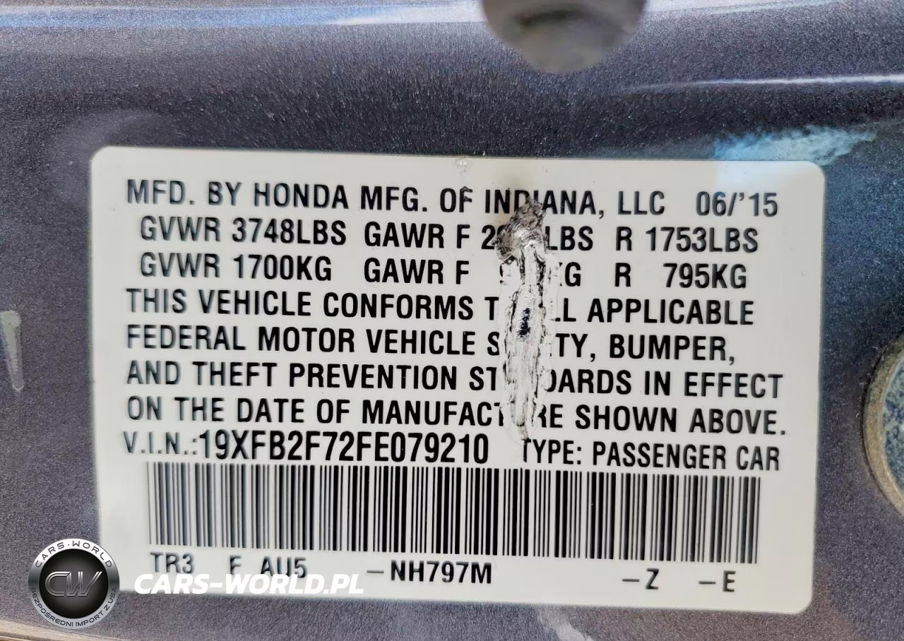 2015 Honda Civic Se VIN:19XFB2F72FE079210 - 12