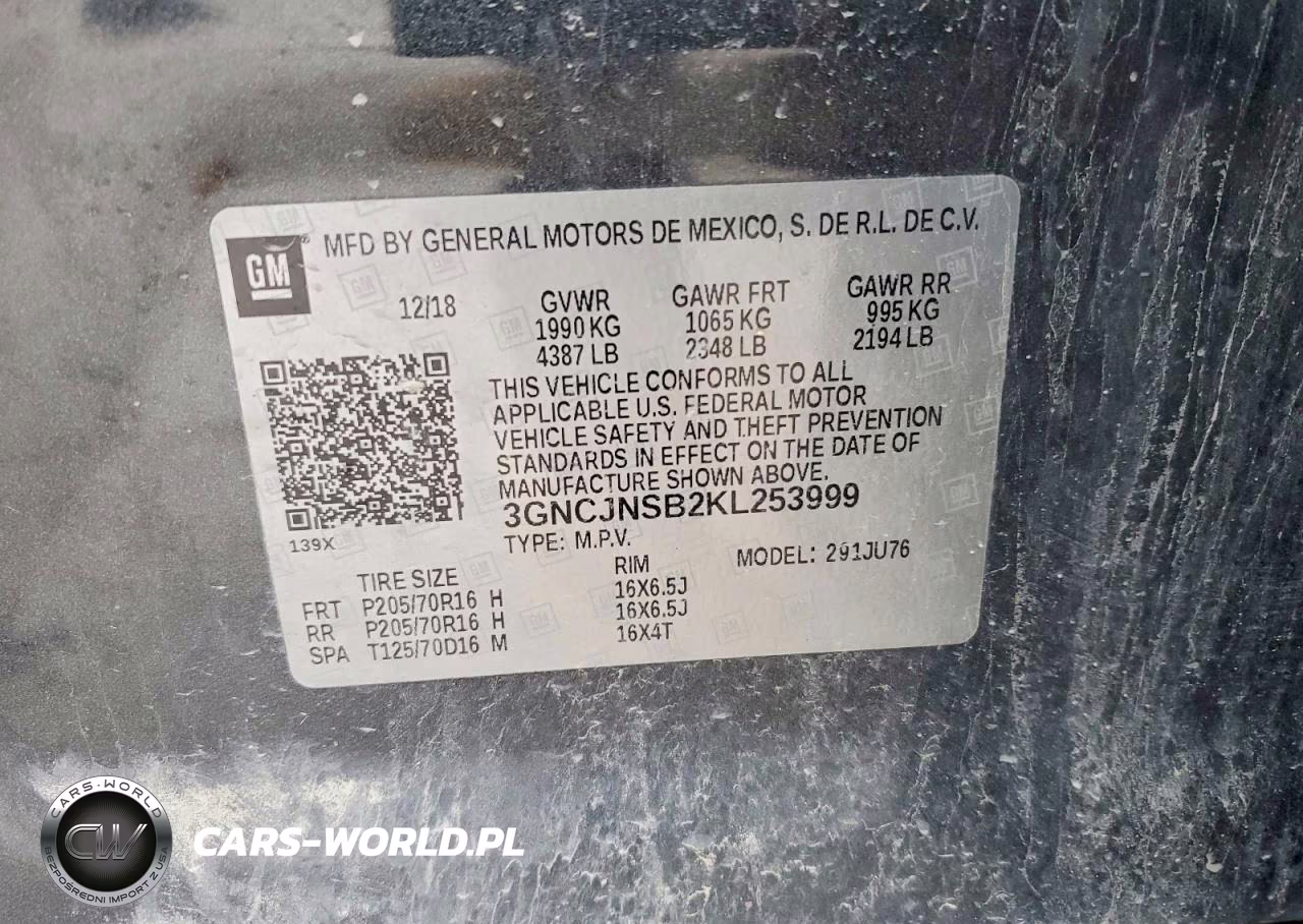 2019 Chevrolet Trax Ls VIN:3GNCJNSB2KL253999 - 12