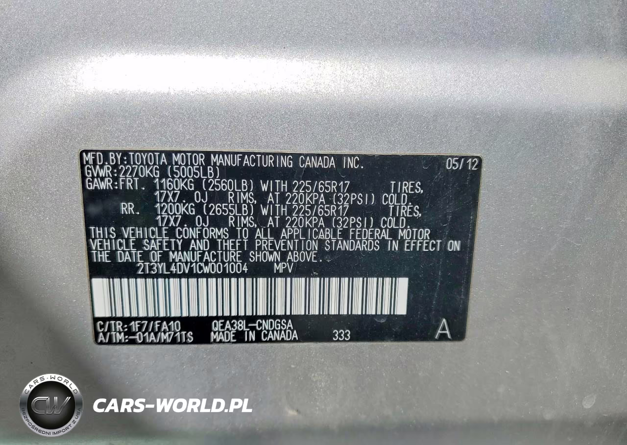 2012 Toyota Rav4 Ev Base VIN:2T3YL4DV1CW001004 - 13