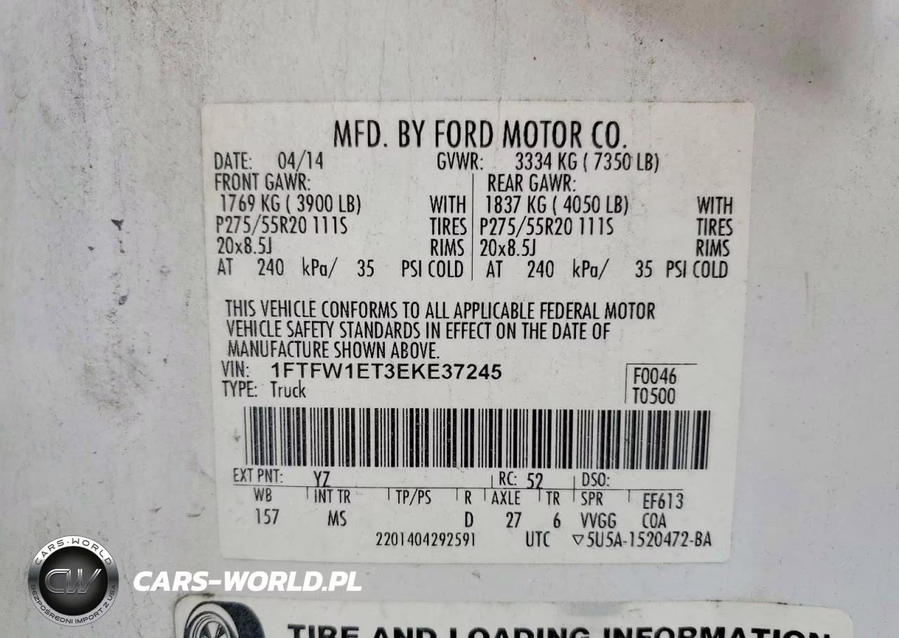 2014 Ford F150 Supercrew VIN:1FTFW1ET3EKE37245 - 12