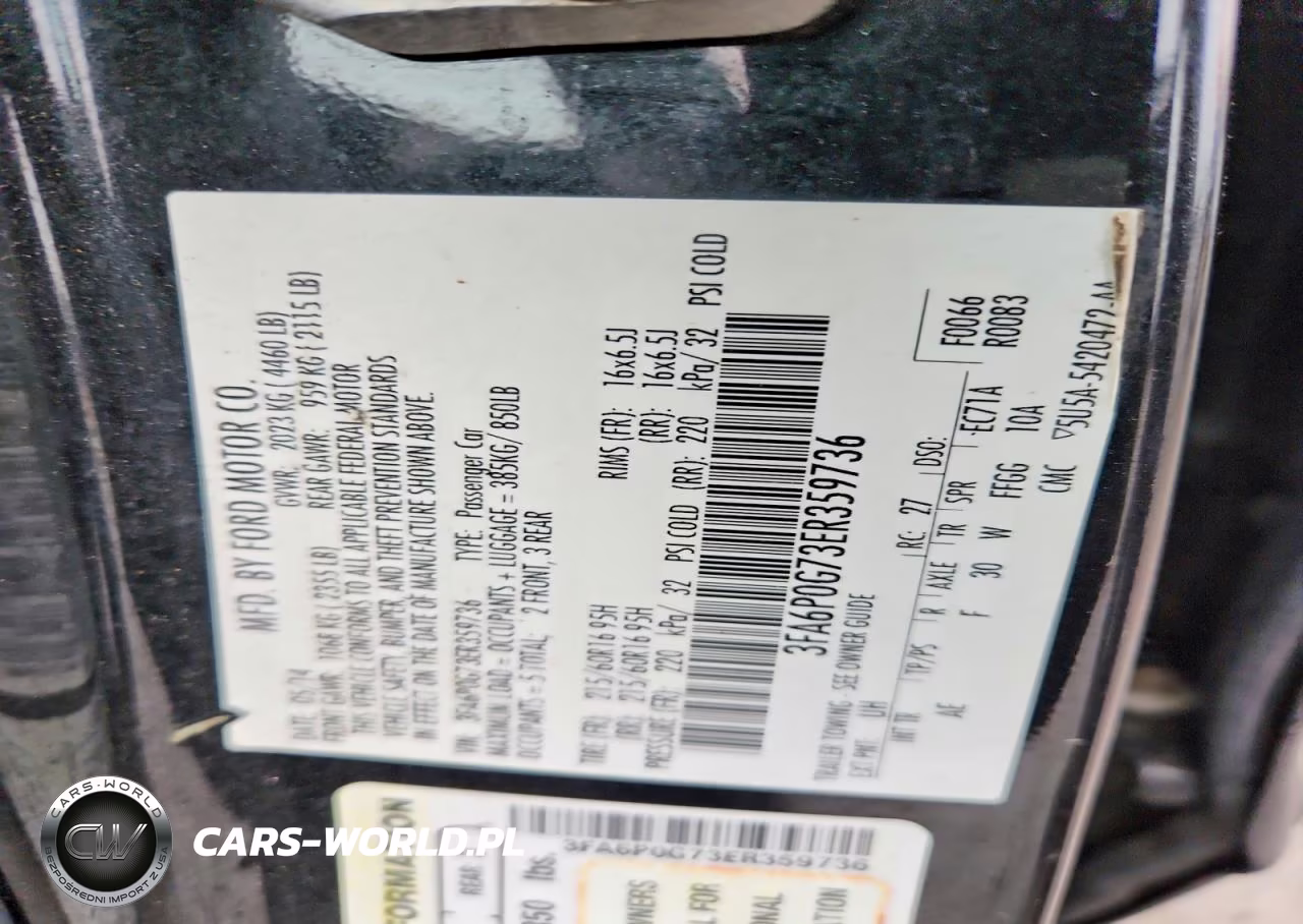 2014 Ford Fusion S VIN:3FA6P0G73ER359736 - 12