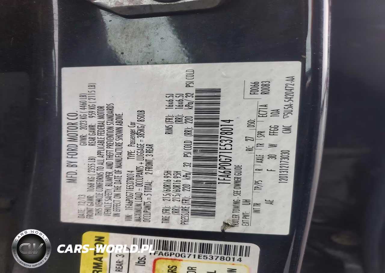 2014 Ford Fusion S VIN:1FA6P0G71E5378014 - 12
