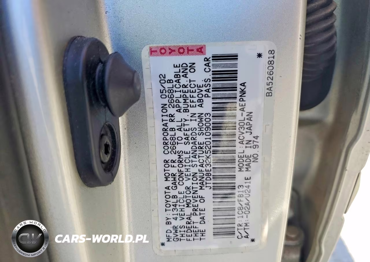 2002 Toyota Camry Le VIN:JTDBE32K520109003 - 12