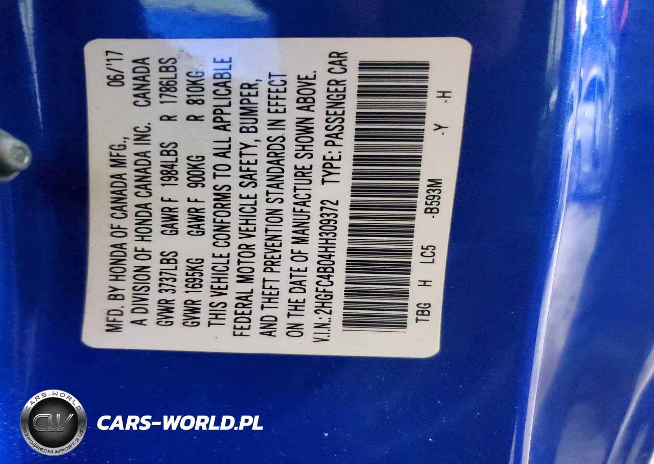 2017 Honda Civic Lx VIN:2HGFC4B04HH309372 - 12