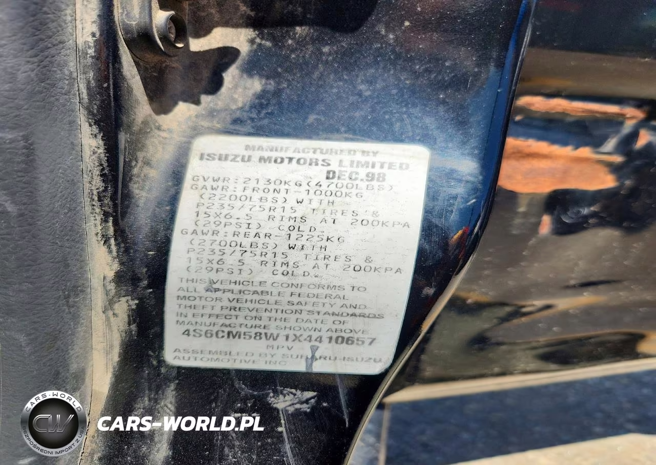 1999 Honda Passport Ex VIN:4S6CM58W1X4410657 - 12