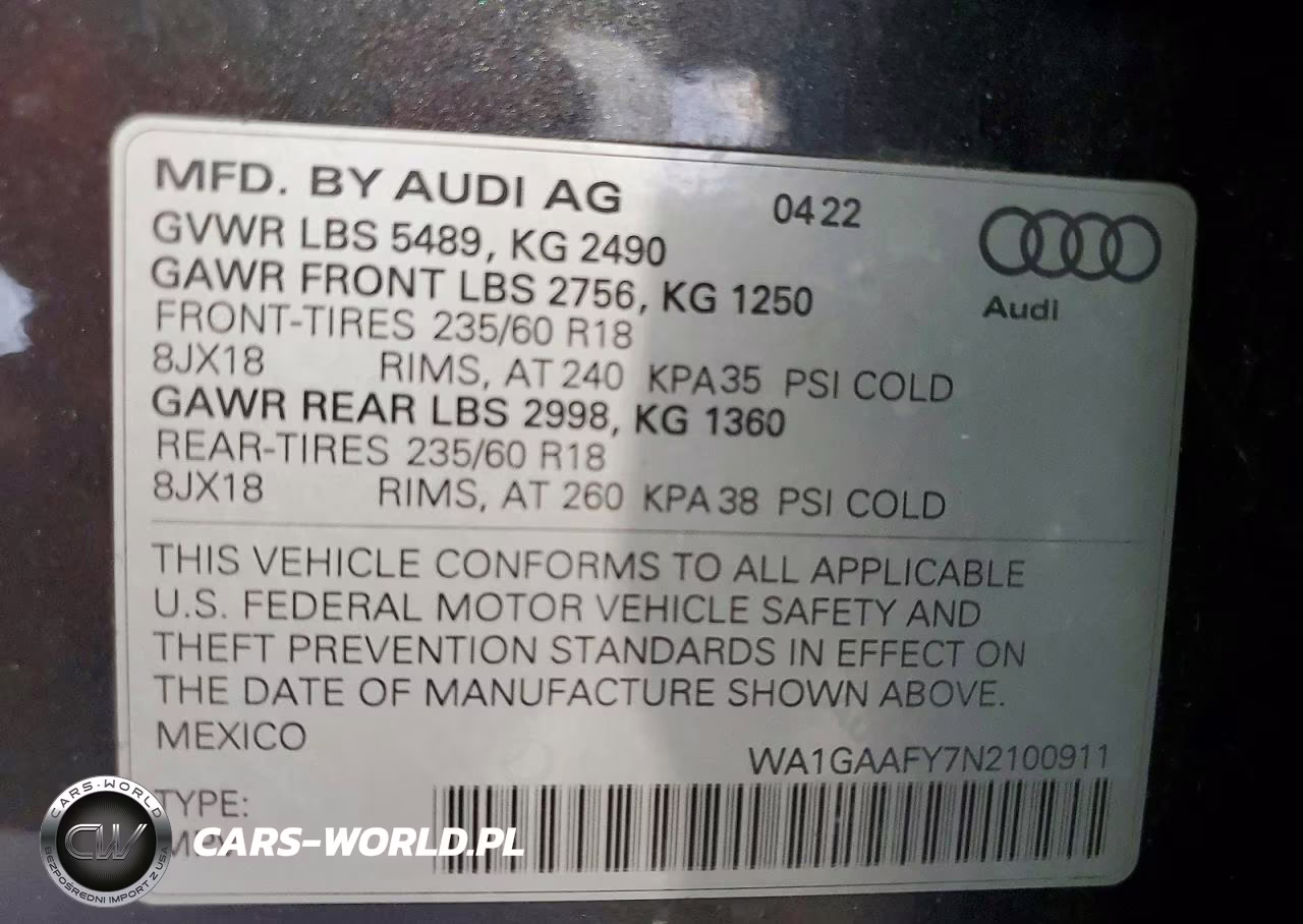 2022 Audi Q5 Premium 45 VIN:WA1GAAFY7N2100911 - 13