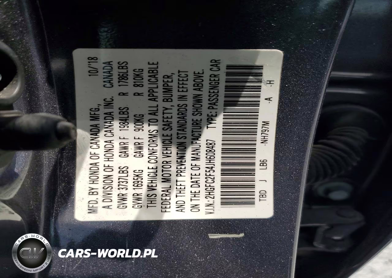 2018 Honda Civic Lx VIN:2HGFC2F54JH608487 - 12
