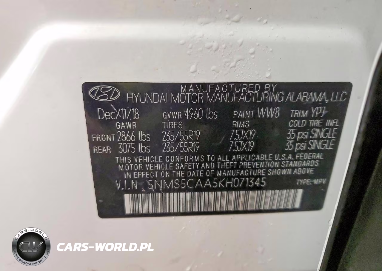 2019 Hyundai Santa Fe Limited 2.0T VIN:5NMS5CAA5KH071345 - 13