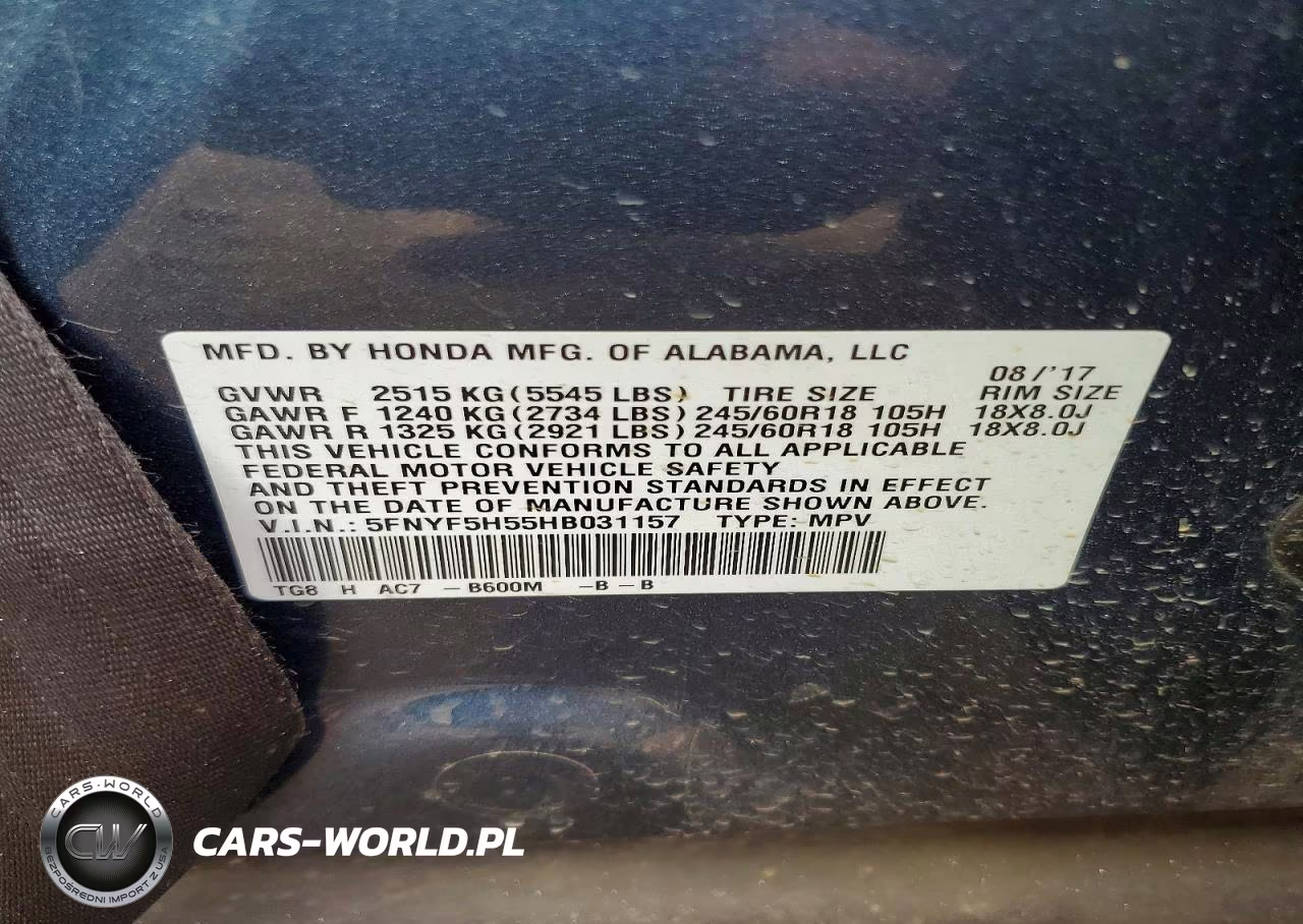 2017 Honda Pilot Exl VIN:5FNYF5H55HB031157 - 13