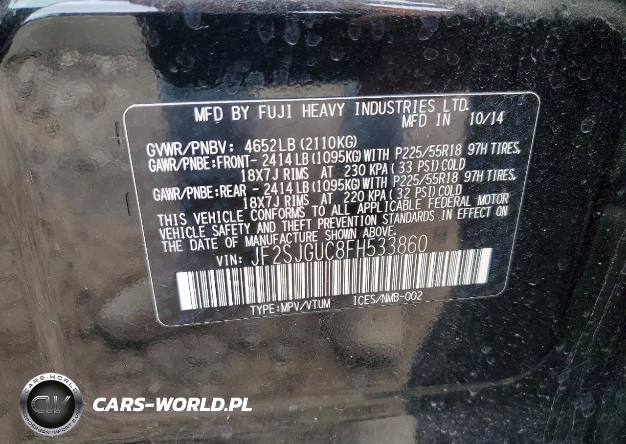 2015 Subaru Forester 2.0Xt Touring VIN:JF2SJGUC8FH533860 - 12