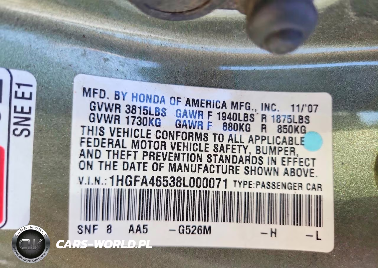 2008 Honda Civic Gx VIN:1HGFA46538L000071 - 12