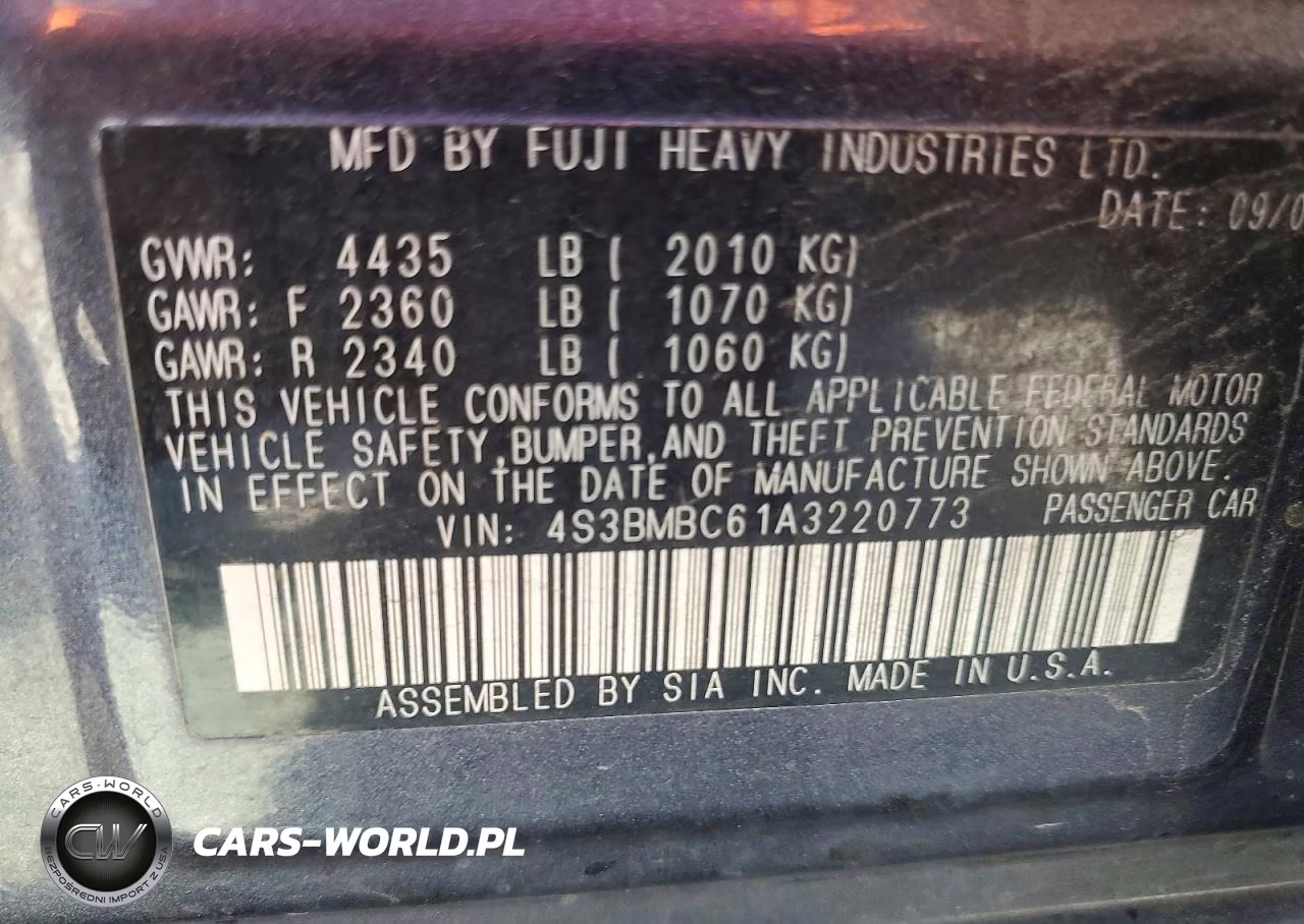 2010 Subaru Leg 2.5Gt Ltd VIN:4S3BMBC61A3220773 - 13