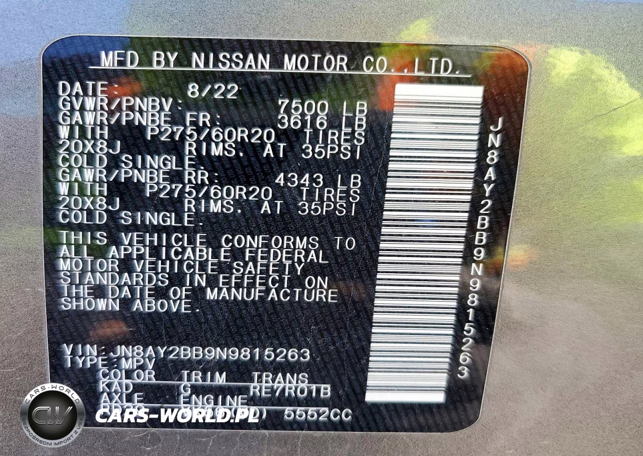 2022 Nissan Armada Sl VIN:JN8AY2BB9N9815263 - 13