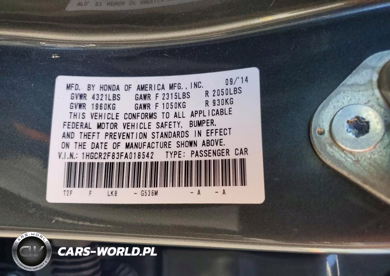 2015 Honda Accord Exl VIN:1HGCR2F83FA018542 - 13