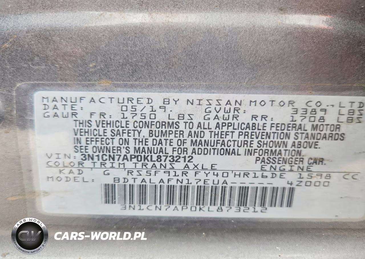 2019 Nissan Versa S VIN:3N1CN7AP0KL873212 - 12