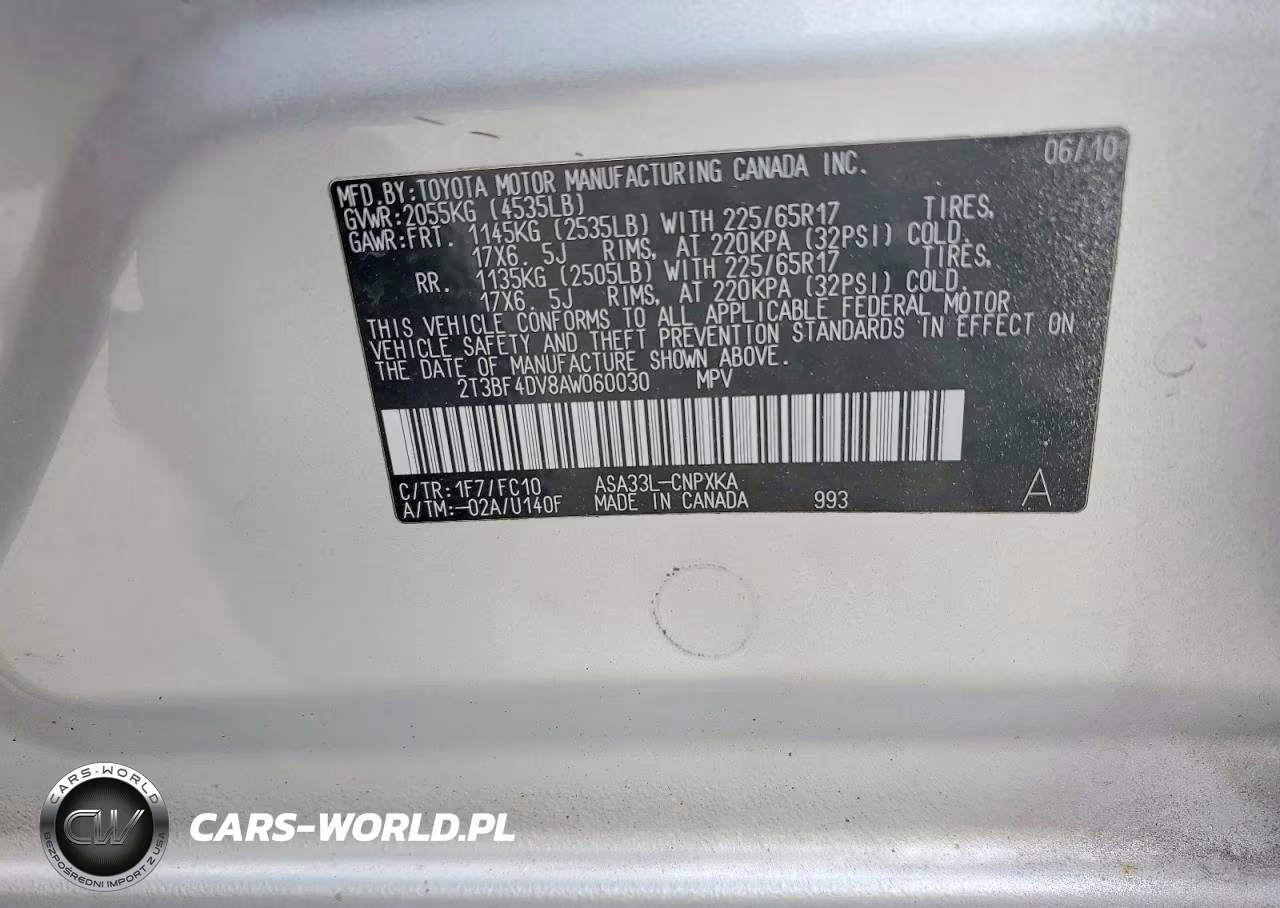 2010 Toyota Rav4 Base VIN:2T3BF4DV8AW060030 - 13