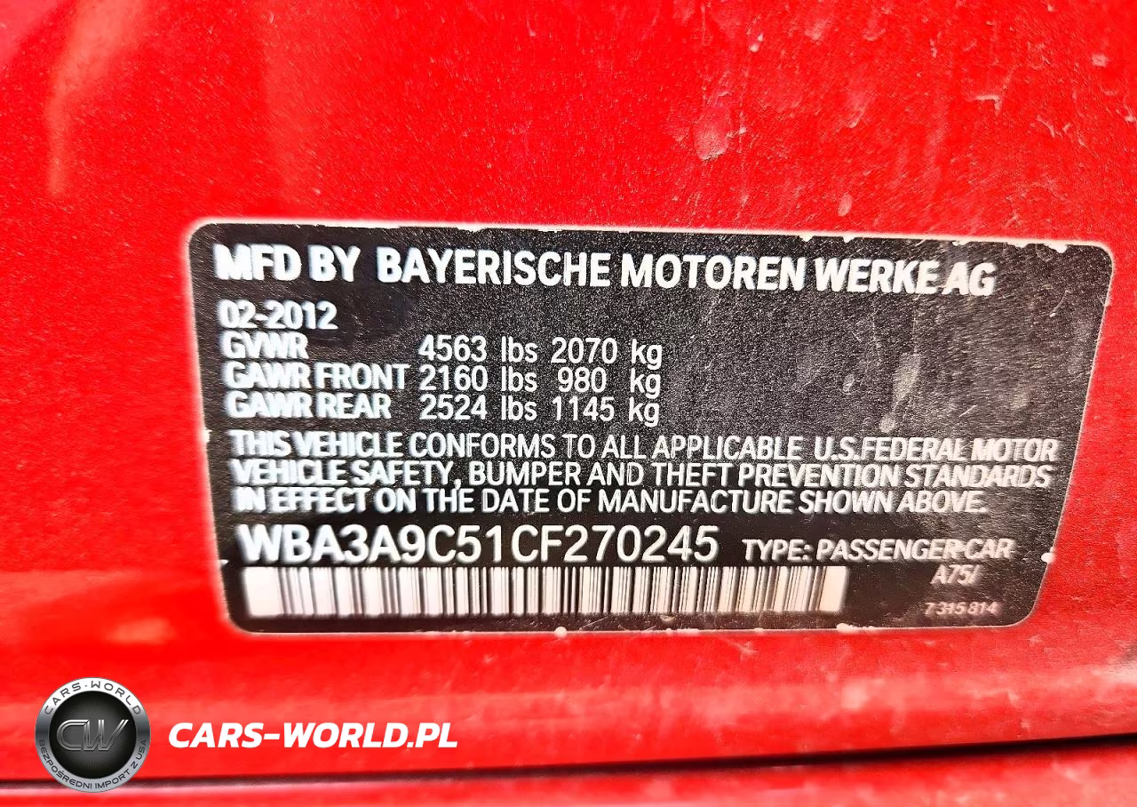 2012 BMW 335 I VIN:WBA3A9C51CF270245 - 12