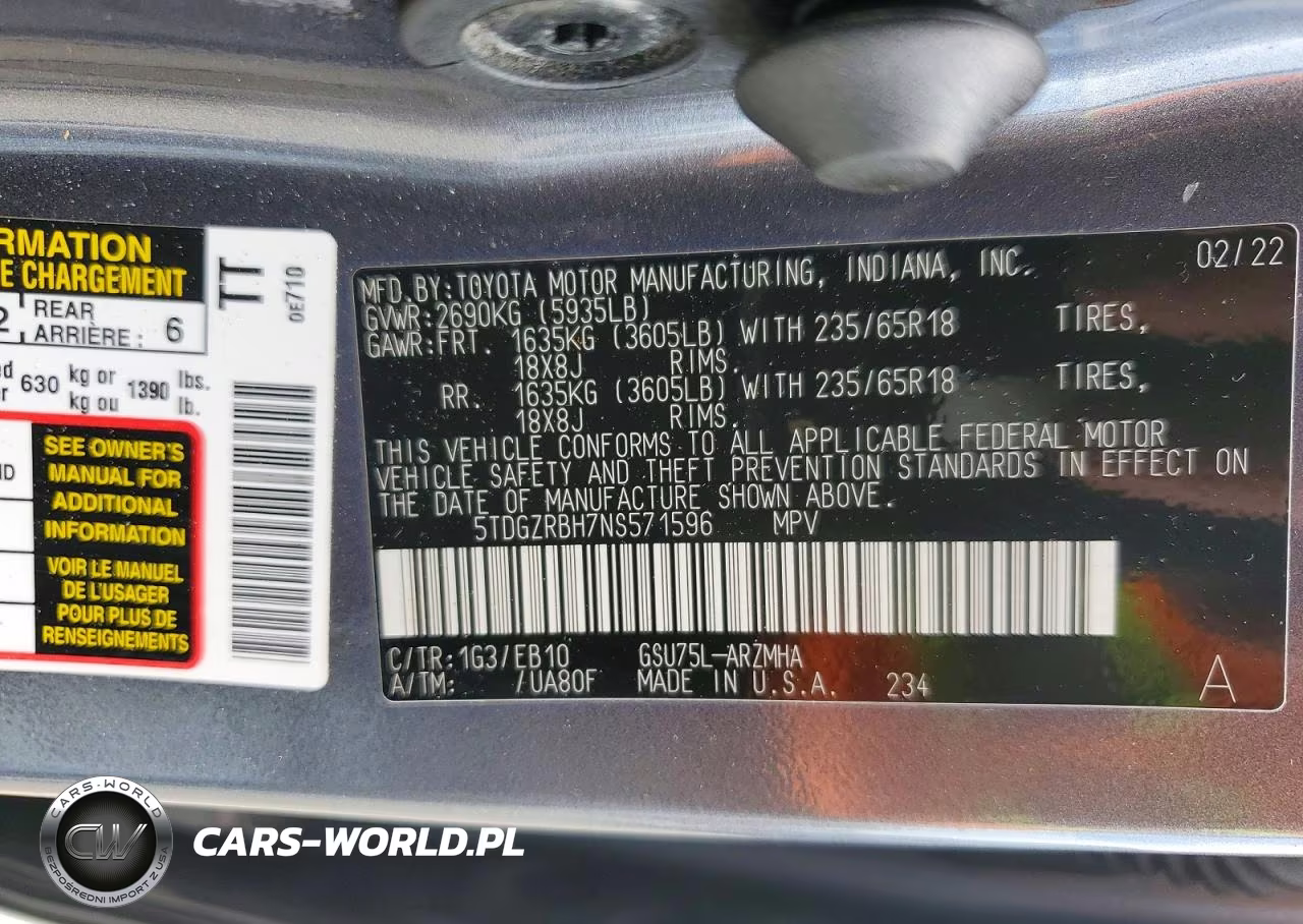 2022 Toyota Highlander Xle VIN:5TDGZRBH7NS571596 - 13