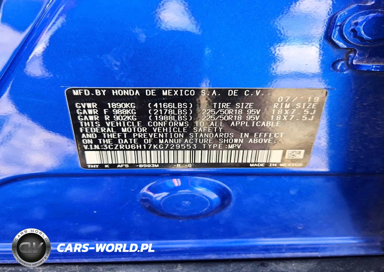 2019 Honda Hr-V Sport VIN:3CZRU6H17KG729553 - 12